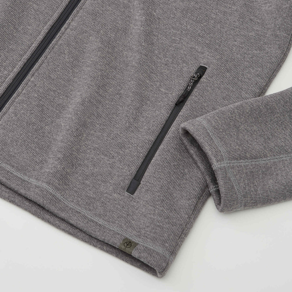 Darnell Eco Knit Full Zip Sweater for Men Transfer - Medium Heather Grey - Detail Cuff Hem