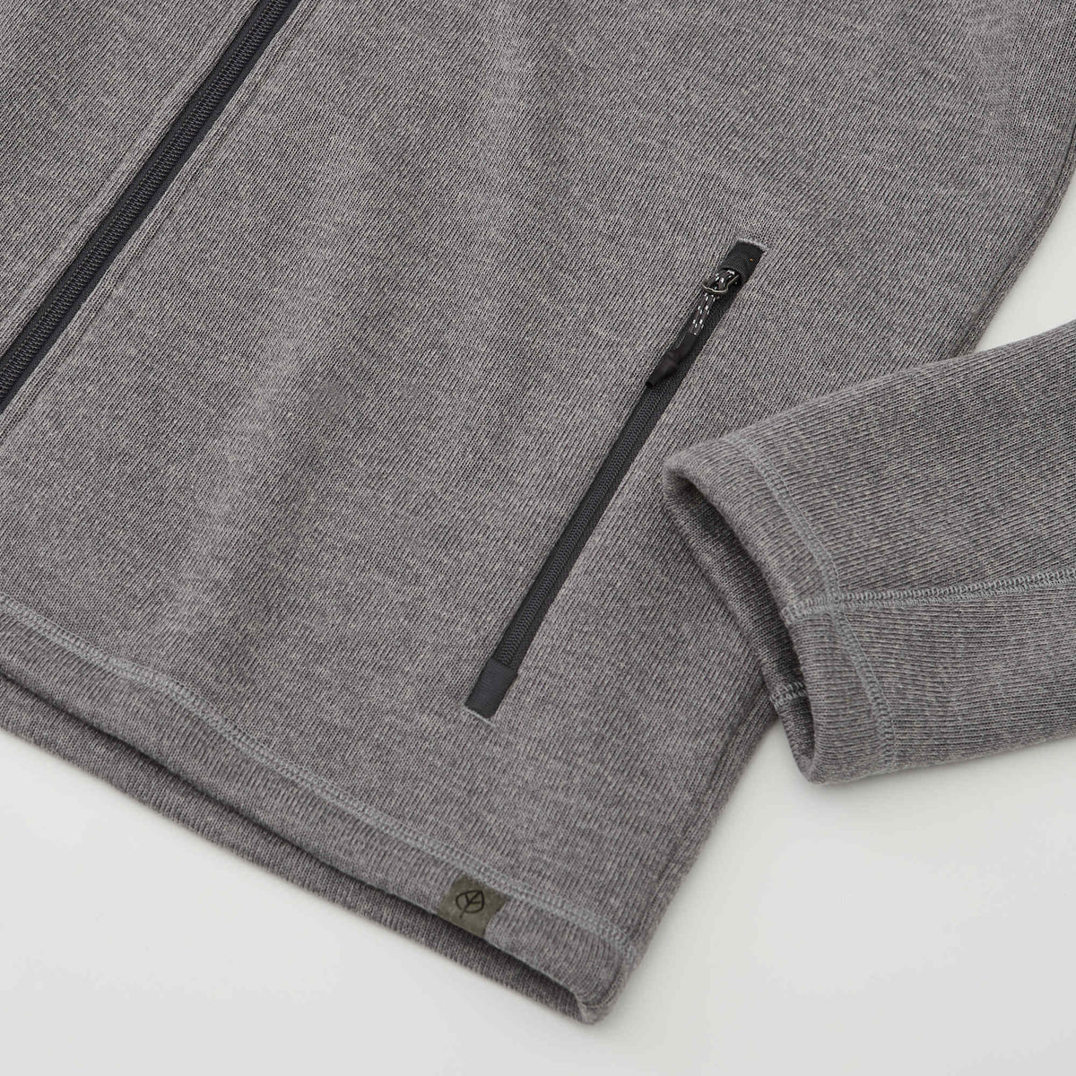 Darnell Eco Knit Full Zip Sweater for Men Transfer - Medium Heather Grey - Detail Cuff Hem