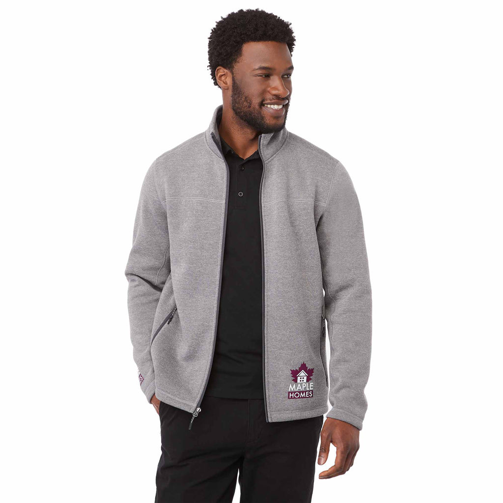 Darnell Eco Knit Full Zip Sweater for Men Transfer - Medium Heather Grey - On Model Front