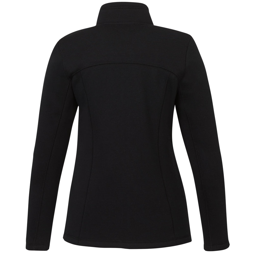 Darnell Eco Knit Full Zip Sweater for Women Embroidery - Black - Back