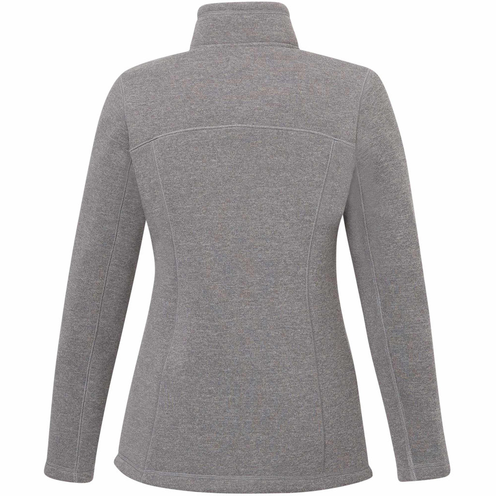 Darnell Eco Knit Full Zip Sweater for Women Embroidery - Medium Heather Grey - Back