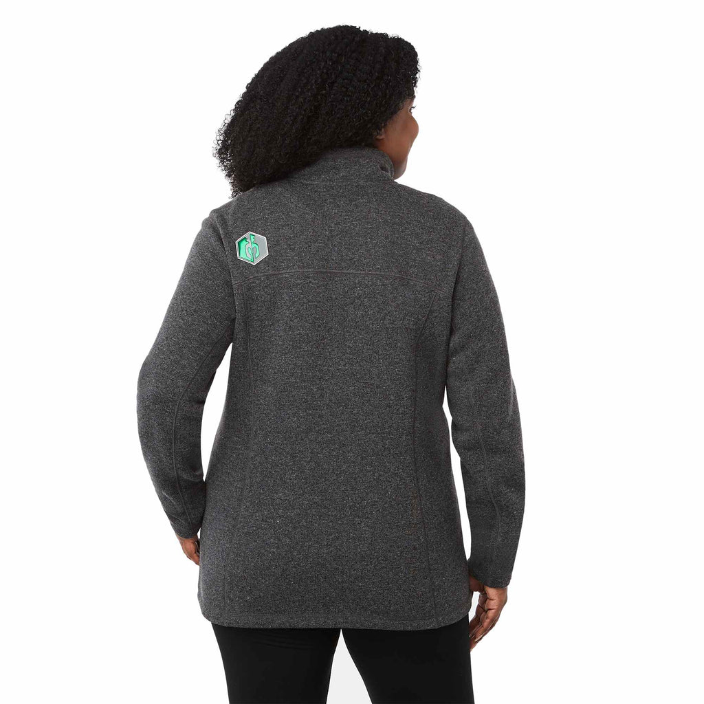 Darnell Eco Knit Full Zip Sweater for Women Transfer - Heather Dark Charcoal - On Model Back
