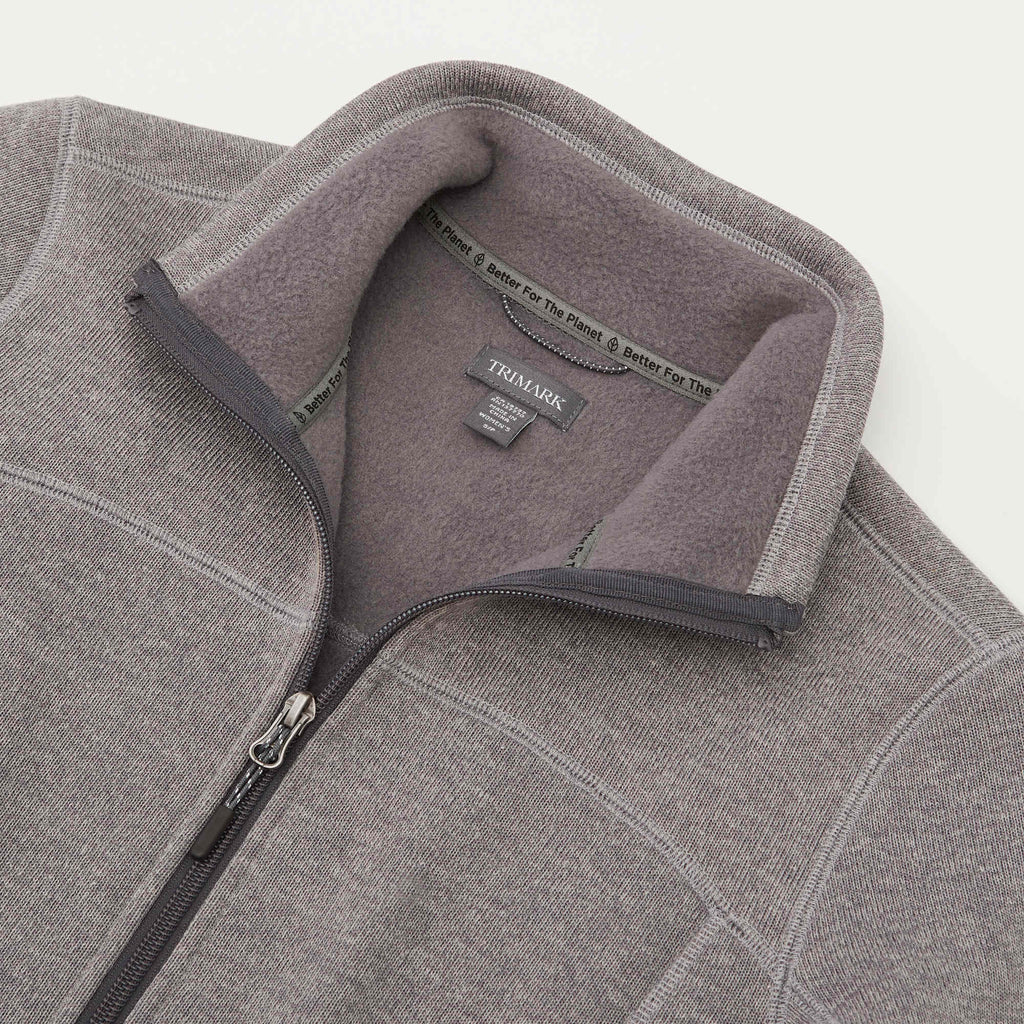 Darnell Eco Knit Full Zip Sweater for Women Transfer - Medium Heather Grey - Detail Collar