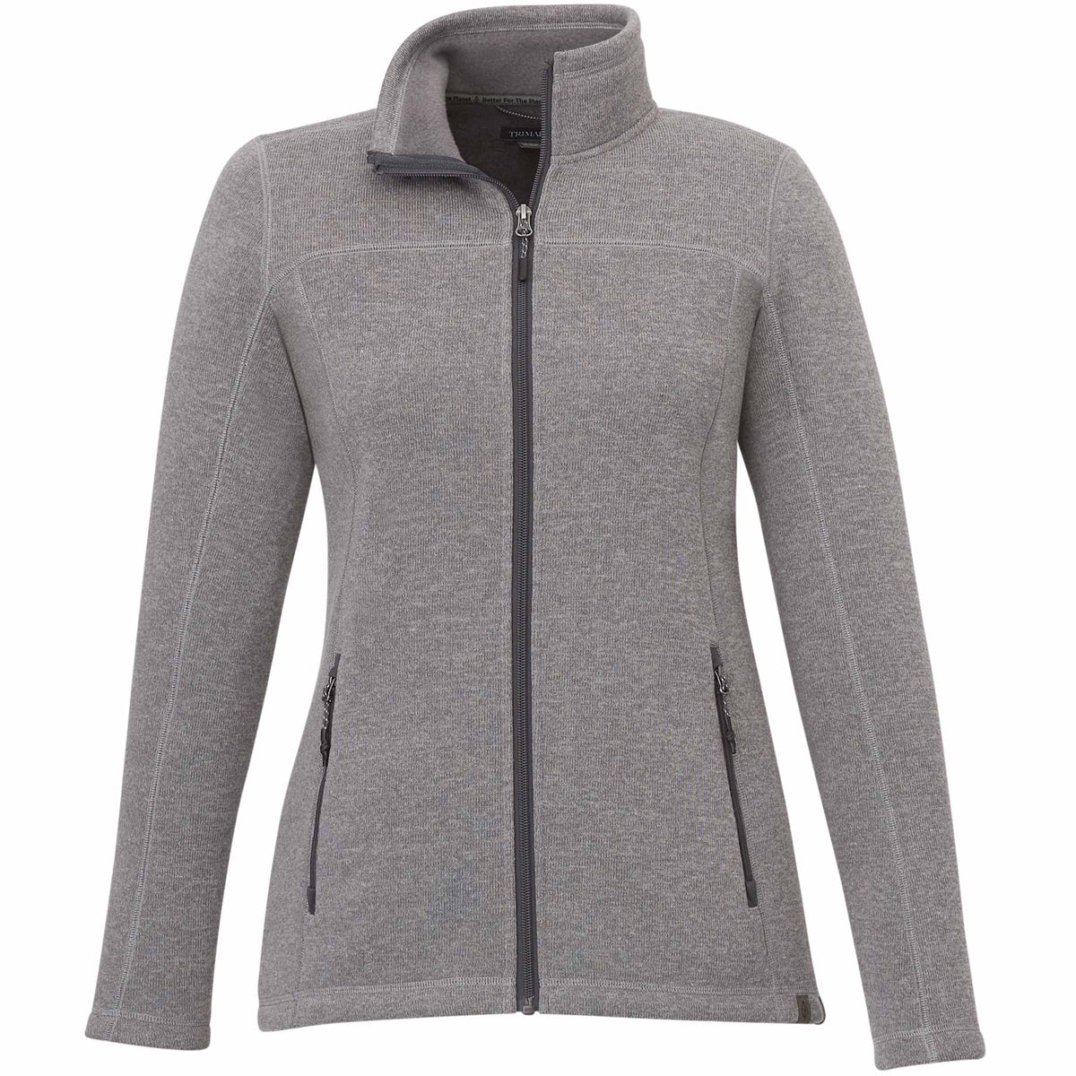 Darnell Eco Knit Full Zip Sweater for Women Transfer - Medium Heather Grey - Front