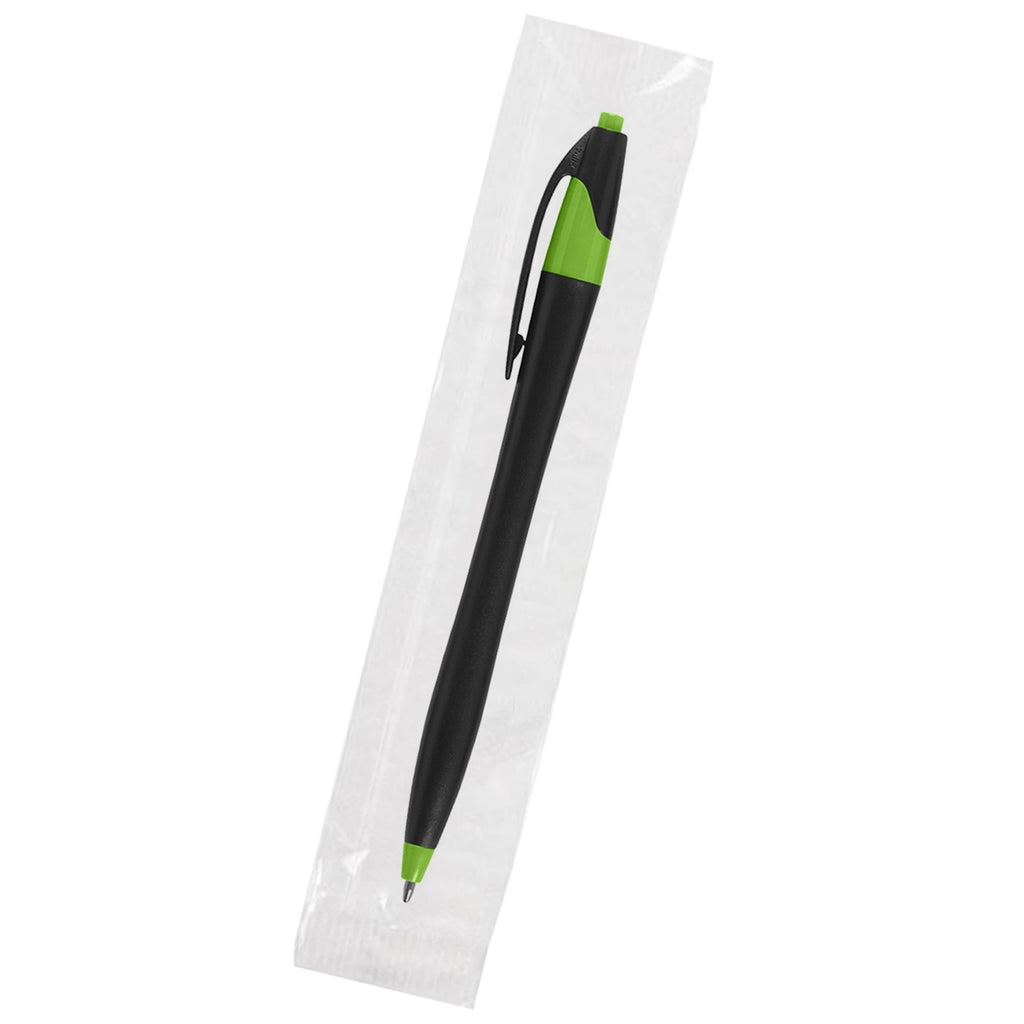 Dart Pen, Custom Printed - Lime Green - Cellobag