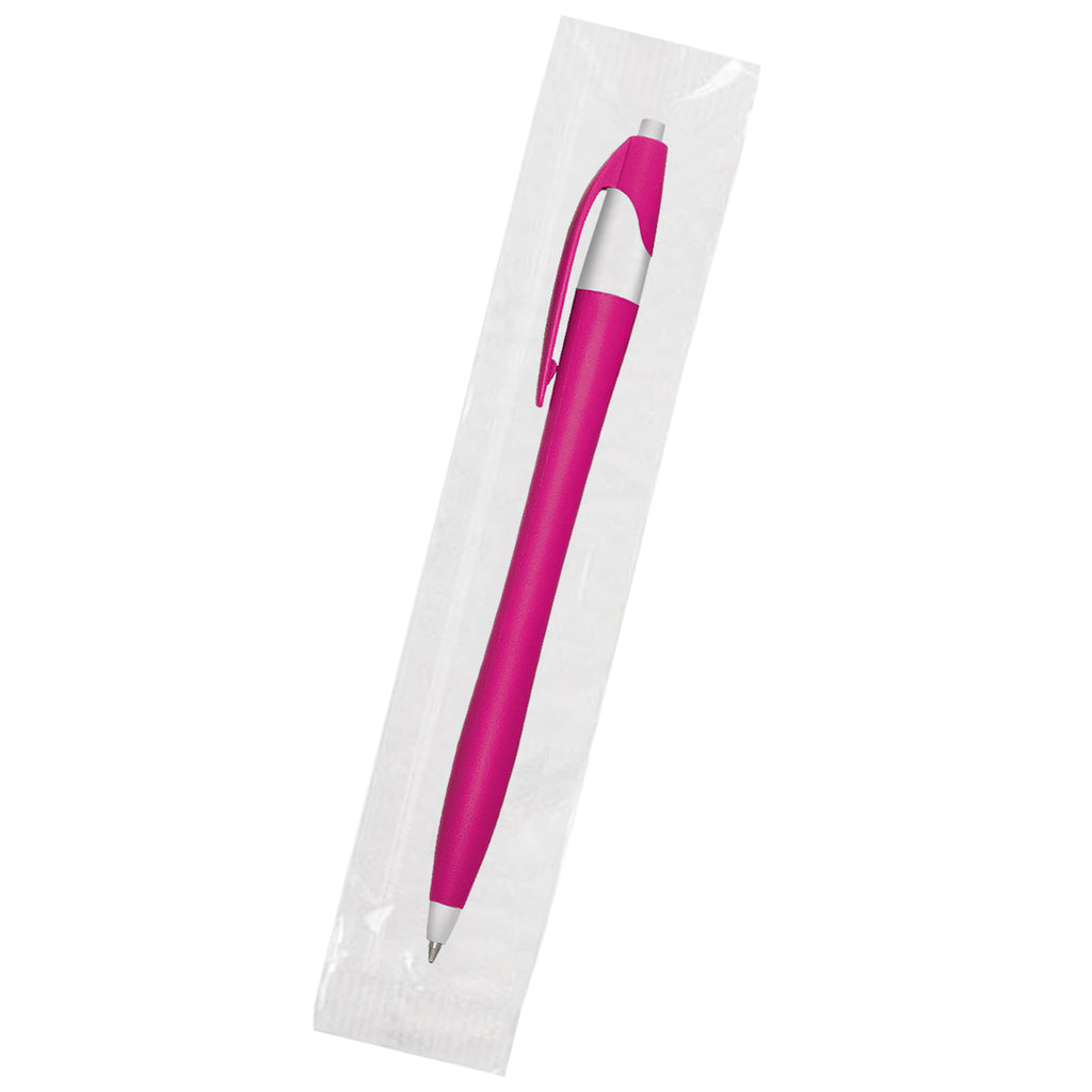 Dart Pen, Custom Printed - White with Black - Cellobag