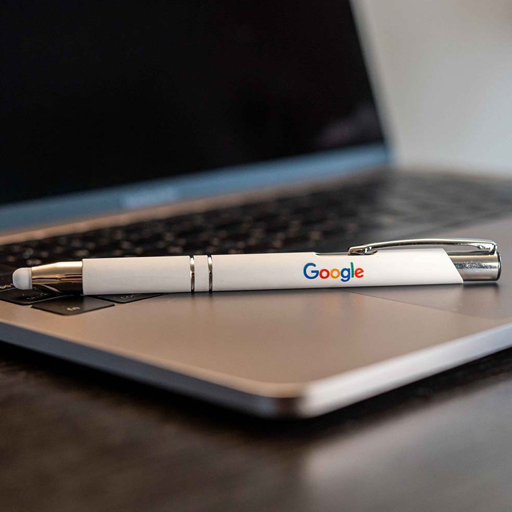 Dash Pen with Stylus Laser Engraving - White - Lifestyle_Digibrite