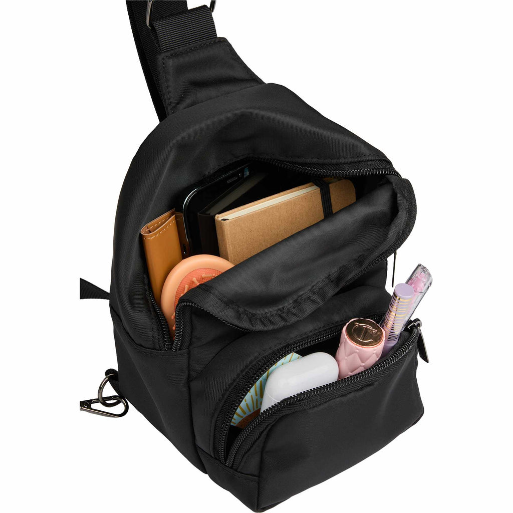 Daybreak Crossbody Travel Sling in Recycled Twill - Black - Detail 3
