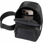 Daybreak Crossbody Travel Sling in Recycled Twill - Black - Detail