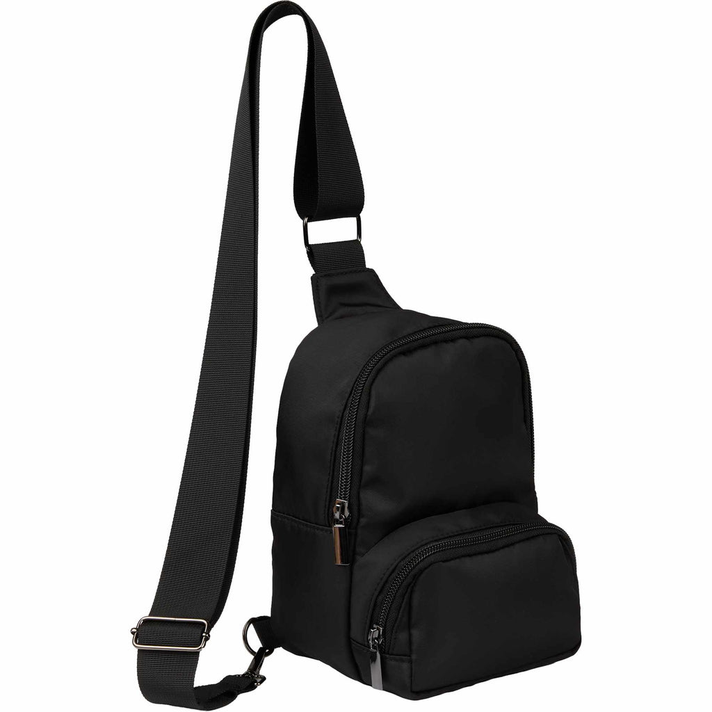 Daybreak Crossbody Travel Sling in Recycled Twill Transfer - Black - Right Angle