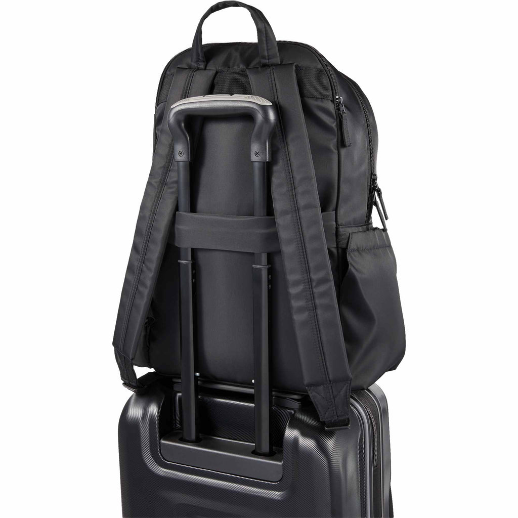 Daybreak Essential Travel Backpack with Tumbler Pocket Embroidery - Black - Detail 3
