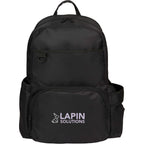Daybreak Essential Travel Backpack with Tumbler Pocket Embroidery - Black - Front