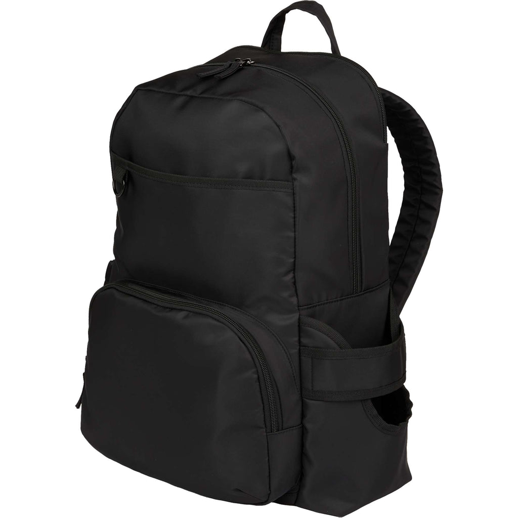 Daybreak Essential Travel Backpack with Tumbler Pocket Embroidery - Black - Left Angle