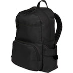 Daybreak Essential Travel Backpack with Tumbler Pocket Embroidery - Black - Left Angle