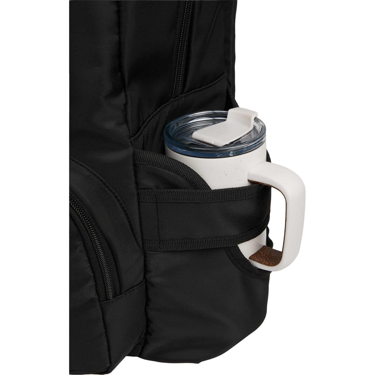 Daybreak Essential Travel Backpack with Tumbler Pocket Embroidery - Black - Photo