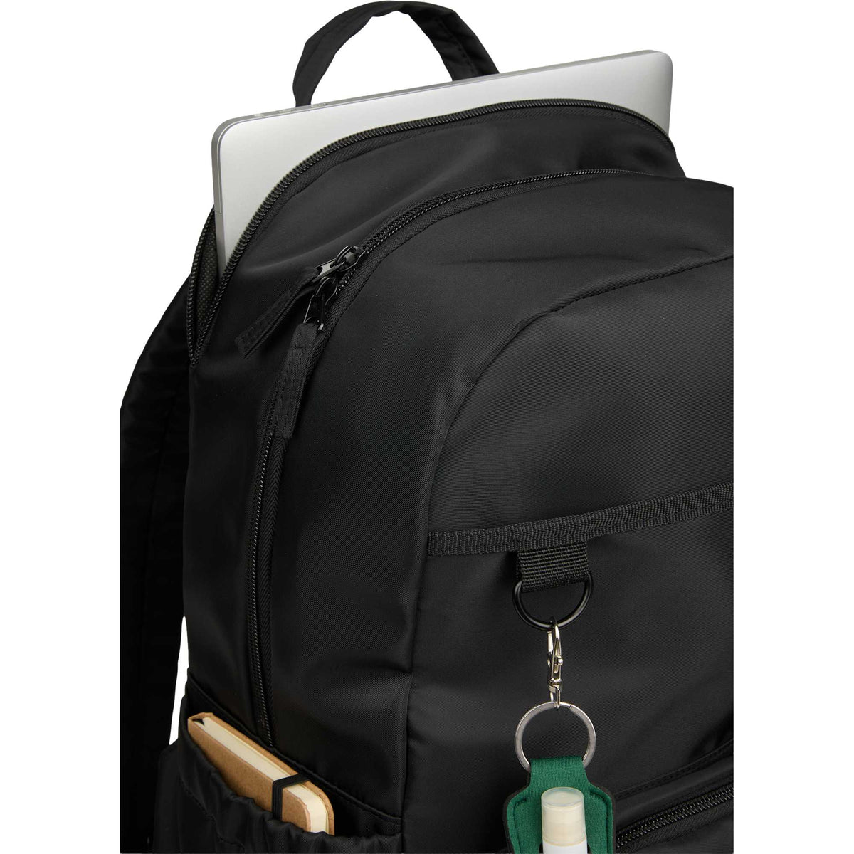 Daybreak Essential Travel Backpack with Tumbler Pocket Full Color - Black - Detail 2