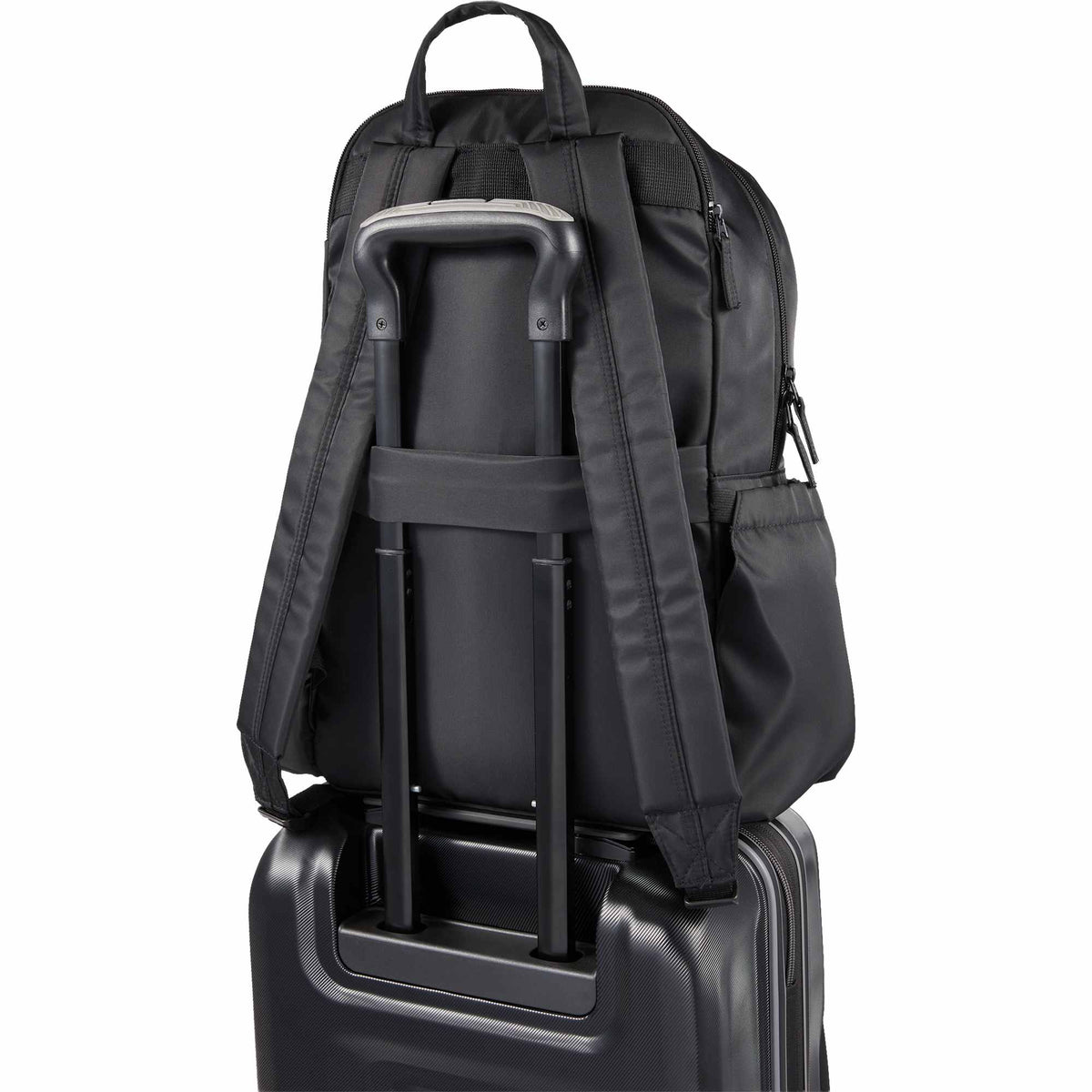 Daybreak Essential Travel Backpack with Tumbler Pocket Full Color - Black - Detail 3