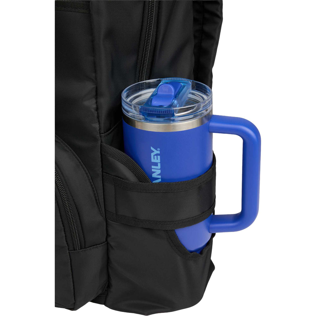 Daybreak Essential Travel Backpack with Tumbler Pocket Full Color - Black - Detail