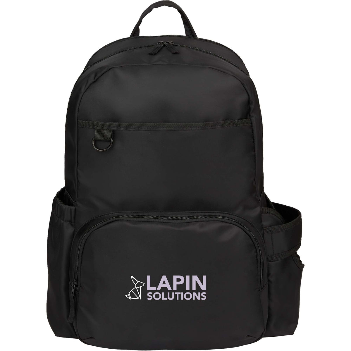 Daybreak Essential Travel Backpack with Tumbler Pocket Full Color - Black - Front