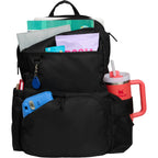 Daybreak Essential Travel Backpack with Tumbler Pocket Full Color - Black - Propped