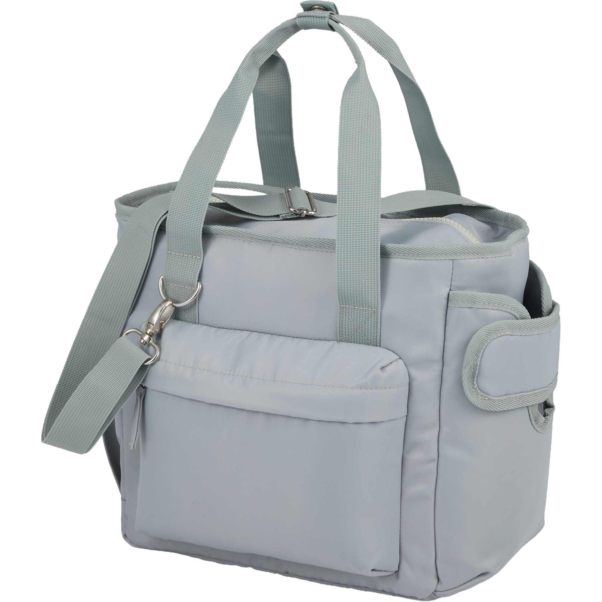 Daybreak Recycled Cooler with Tumbler Pocket, 16 Cans Embroidery - Gray - Left Angle 2