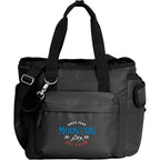 Daybreak Recycled Cooler with Tumbler Pocket, 16 Cans Transfer - Black - Front