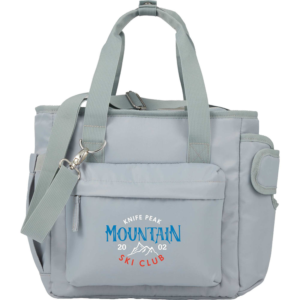 Daybreak Recycled Cooler with Tumbler Pocket, 16 Cans Transfer - Gray - Front