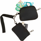 Daybreak Recycled Lanyard with Two Zip Pouches - Black - Propped 2