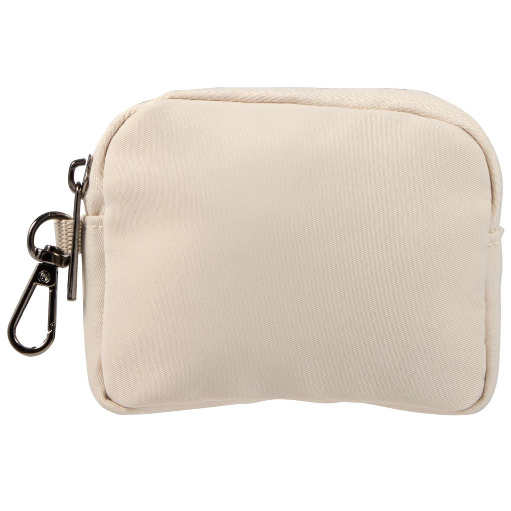 Daybreak Recycled Lanyard with Two Zip Pouches Transfer - Natural - Detail Bag Front