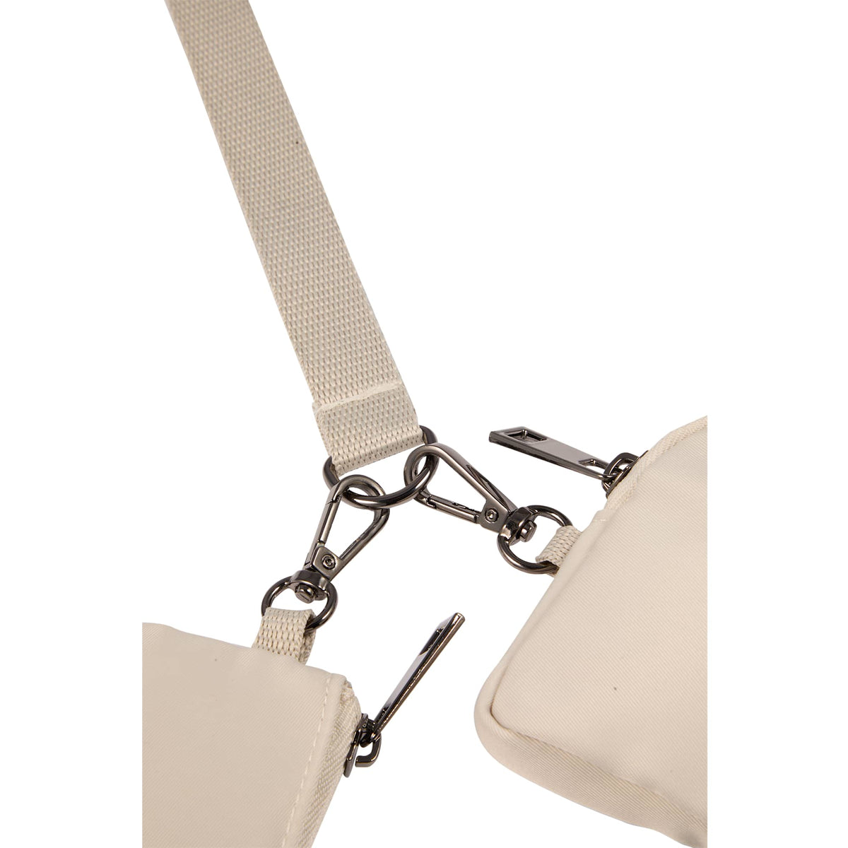 Daybreak Recycled Lanyard with Two Zip Pouches Transfer - Natural - Detail Front