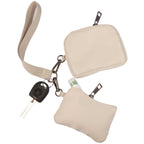 Daybreak Recycled Lanyard with Two Zip Pouches Transfer - Natural - Left Angle