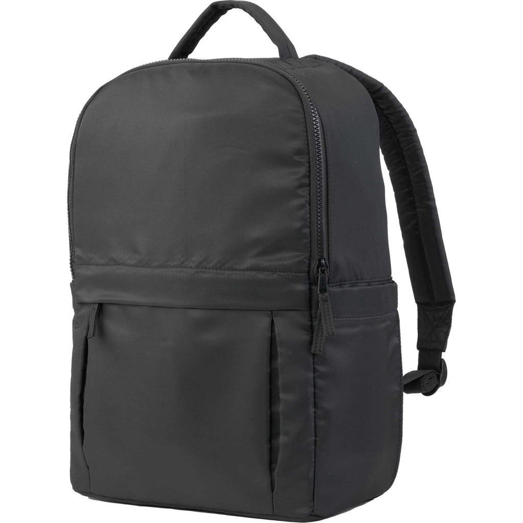 Daybreak Recycled Laptop Backpack, 15 Inch Embroidery - Black - Left Angle