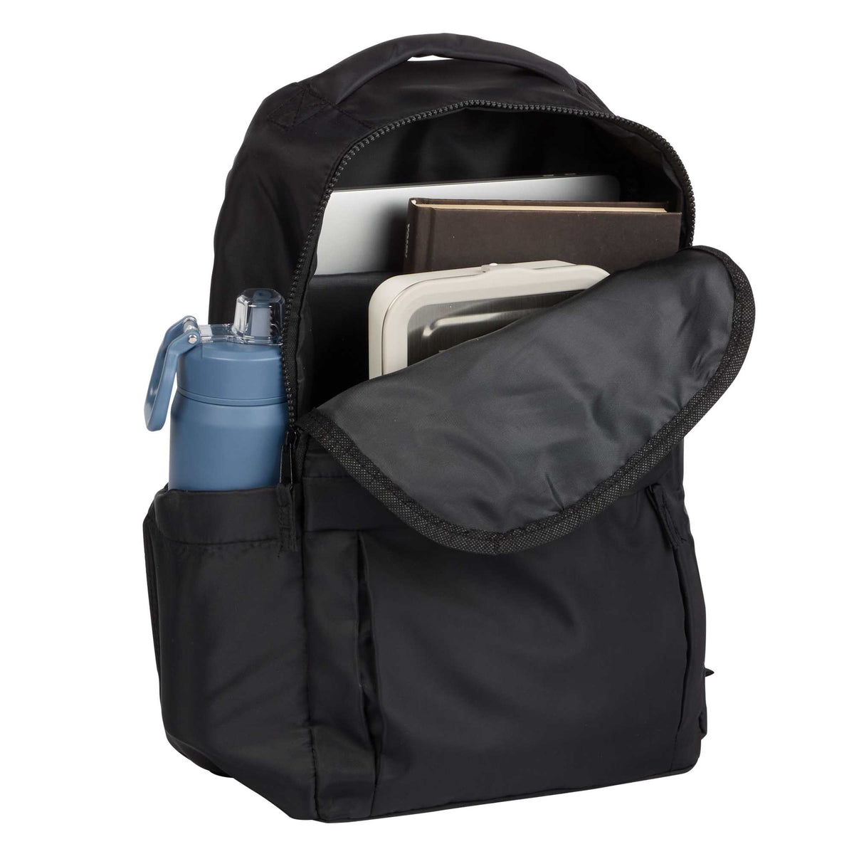 Daybreak Recycled Laptop Backpack, 15 Inch Embroidery - Black - Propped