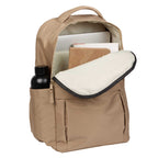 Daybreak Recycled Laptop Backpack, 15 Inch Embroidery - Tan - Propped