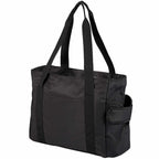 Daybreak Recycled Laptop Tote with Tumbler Pocket - Black - Left Angle