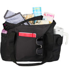 Daybreak Recycled Laptop Tote with Tumbler Pocket - Black - Propped