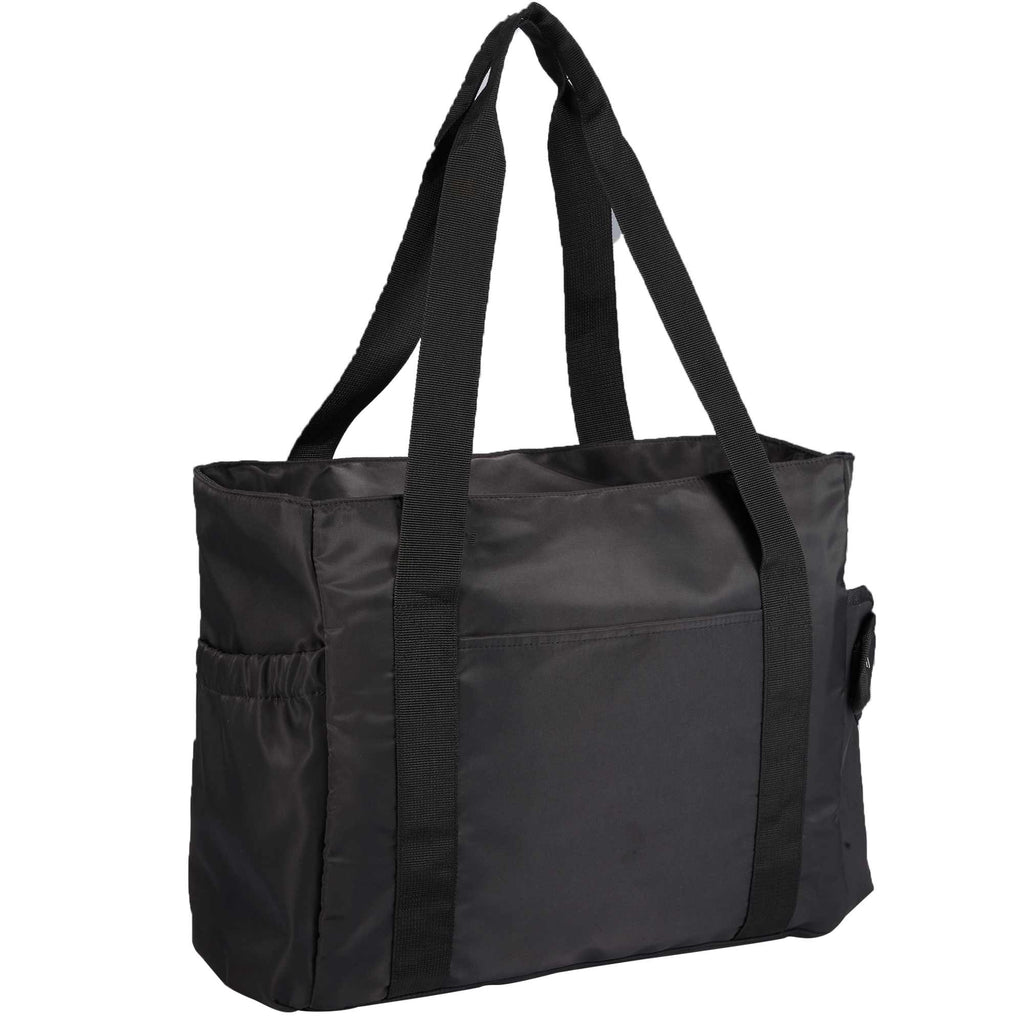 Daybreak Recycled Laptop Tote with Tumbler Pocket - Black - Right Angle