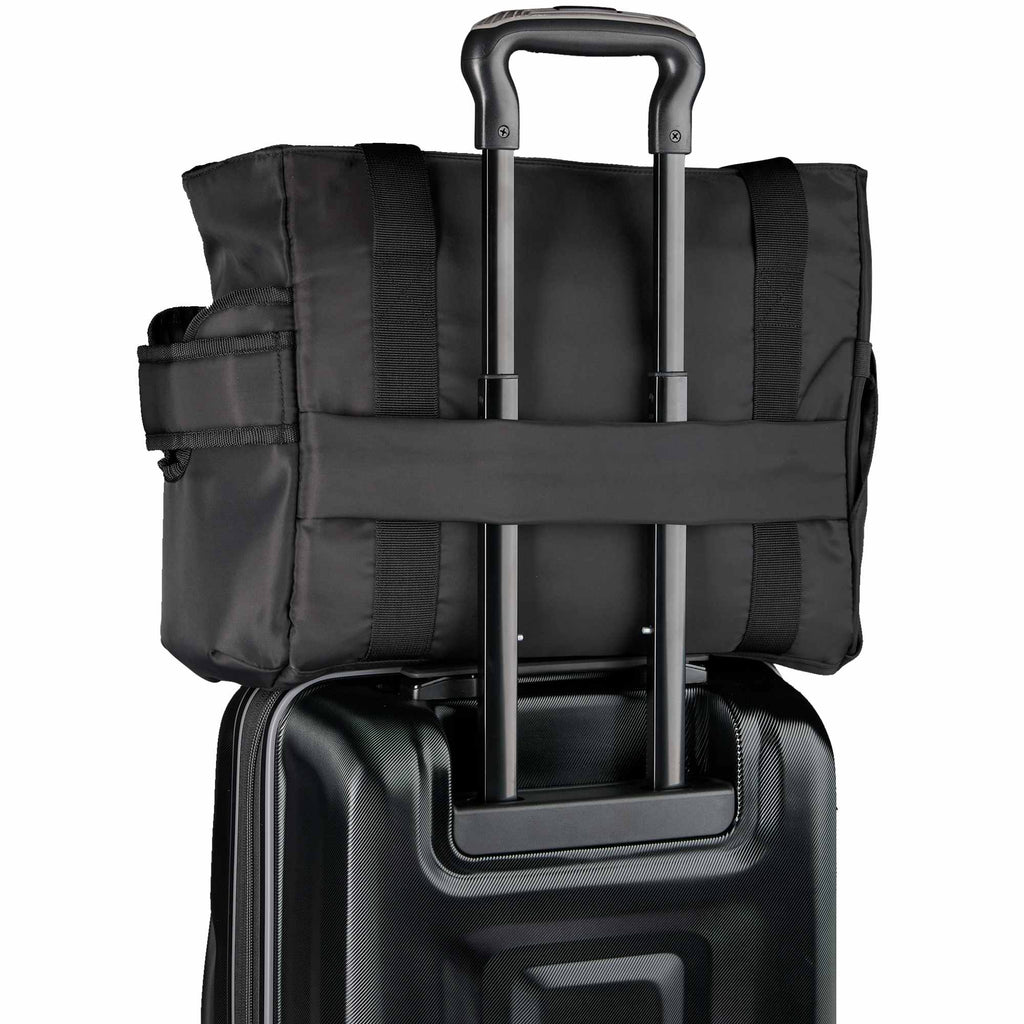Daybreak Recycled Laptop Tote with Tumbler Pocket - Black - Trolley