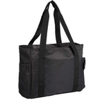 Daybreak Recycled Laptop Tote with Tumbler Pocket Transfer - Black - Right Angle