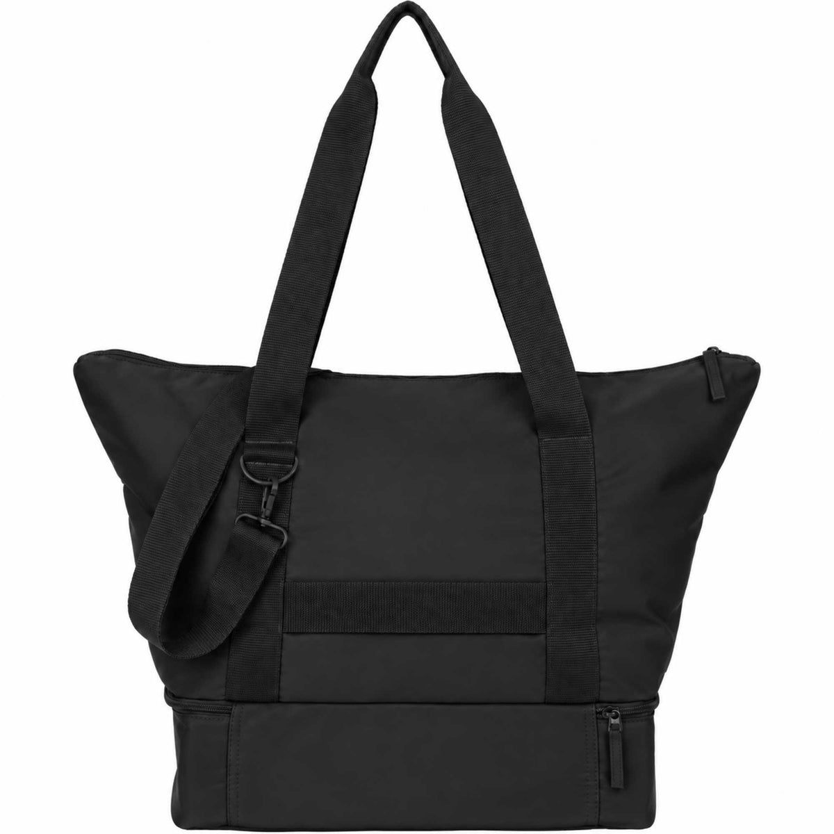 Daybreak Recycled Travel Tote with Shoe Compartment Embroidery - Black - Back