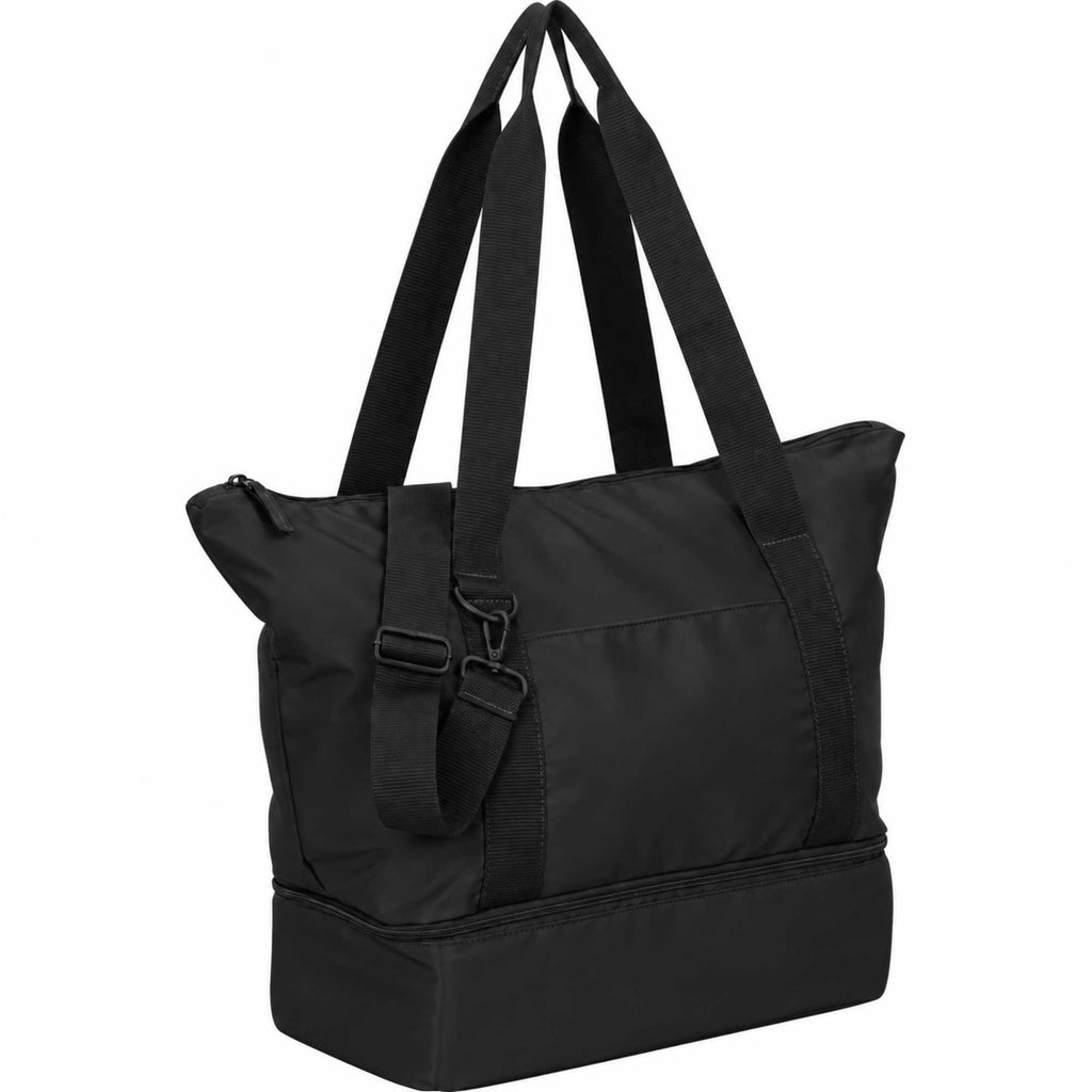 Daybreak Recycled Travel Tote with Shoe Compartment Embroidery - Black - Right Angle