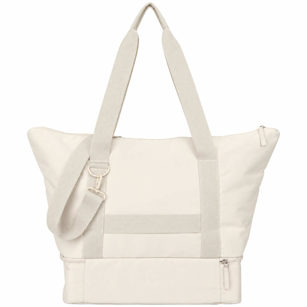 Daybreak Recycled Travel Tote with Shoe Compartment Embroidery - Natural - Back