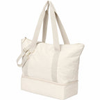Daybreak Recycled Travel Tote with Shoe Compartment Embroidery - Natural - Left Angle