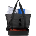 Daybreak Recycled Travel Tote with Shoe Compartment Transfer - Black - Propped