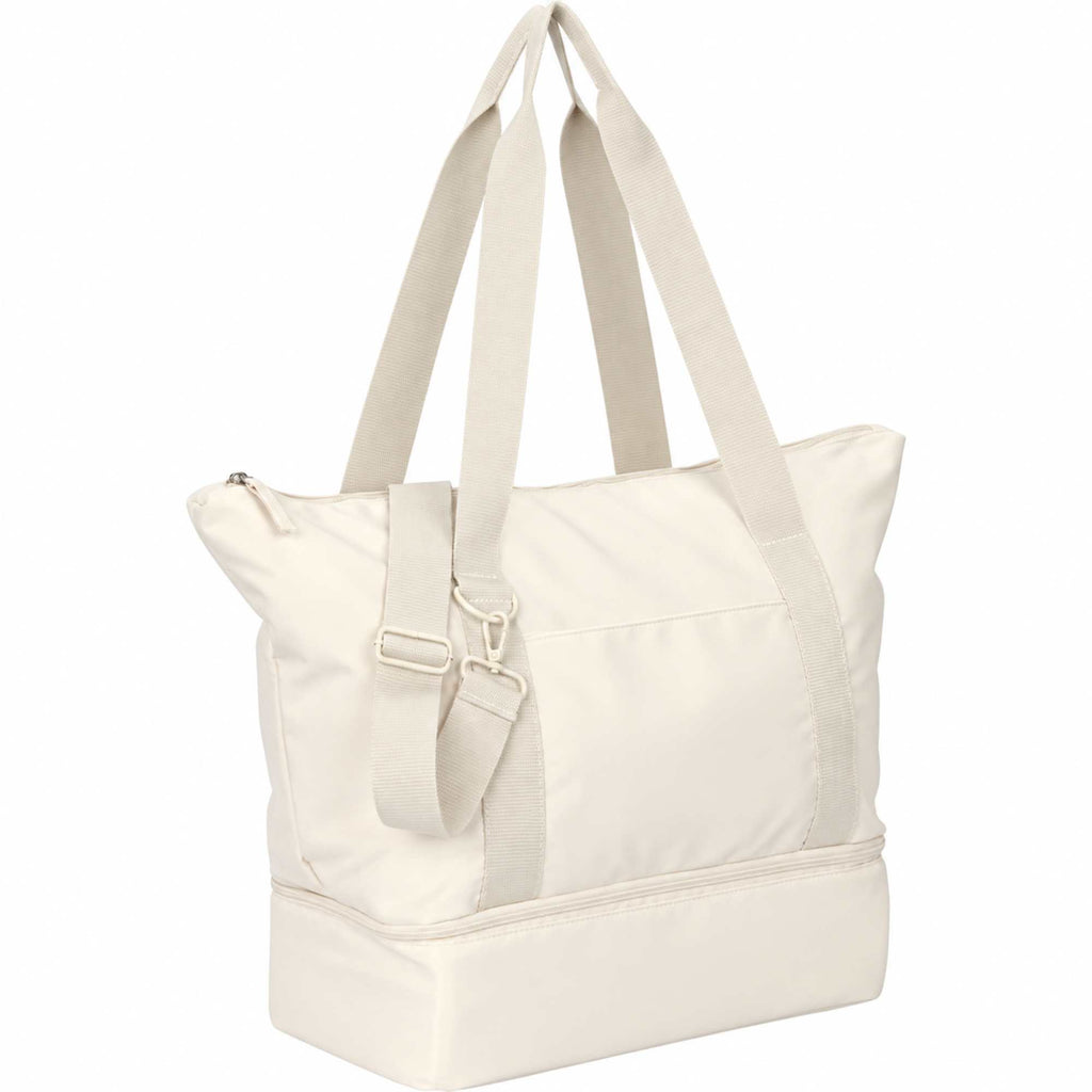 Daybreak Recycled Travel Tote with Shoe Compartment Transfer - Natural - Right Angle