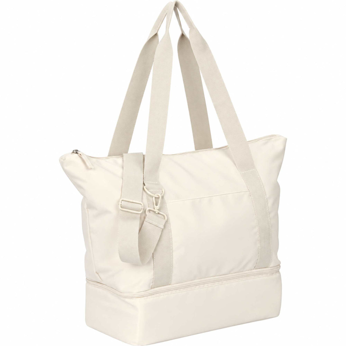 Daybreak Recycled Travel Tote with Shoe Compartment Transfer - Natural - Right Angle