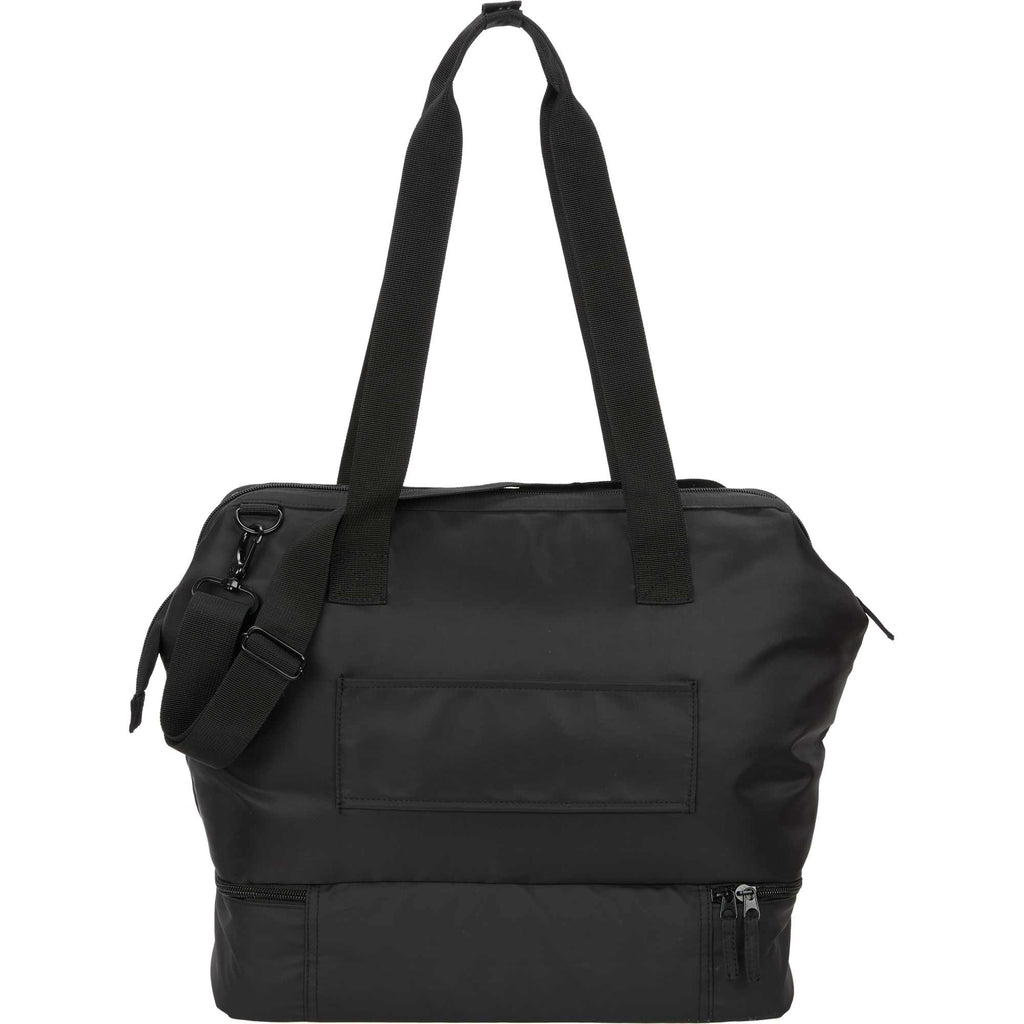 Daybreak Recycled Weekender Tote with Wire Frame Opening Transfer - Black - Back