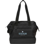 Daybreak Recycled Weekender Tote with Wire Frame Opening Transfer - Black - Front