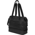 Daybreak Recycled Weekender Tote with Wire Frame Opening Transfer - Black - Left Angle