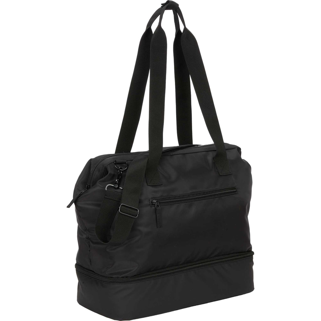 Daybreak Recycled Weekender Tote with Wire Frame Opening Transfer - Black - Right Angle